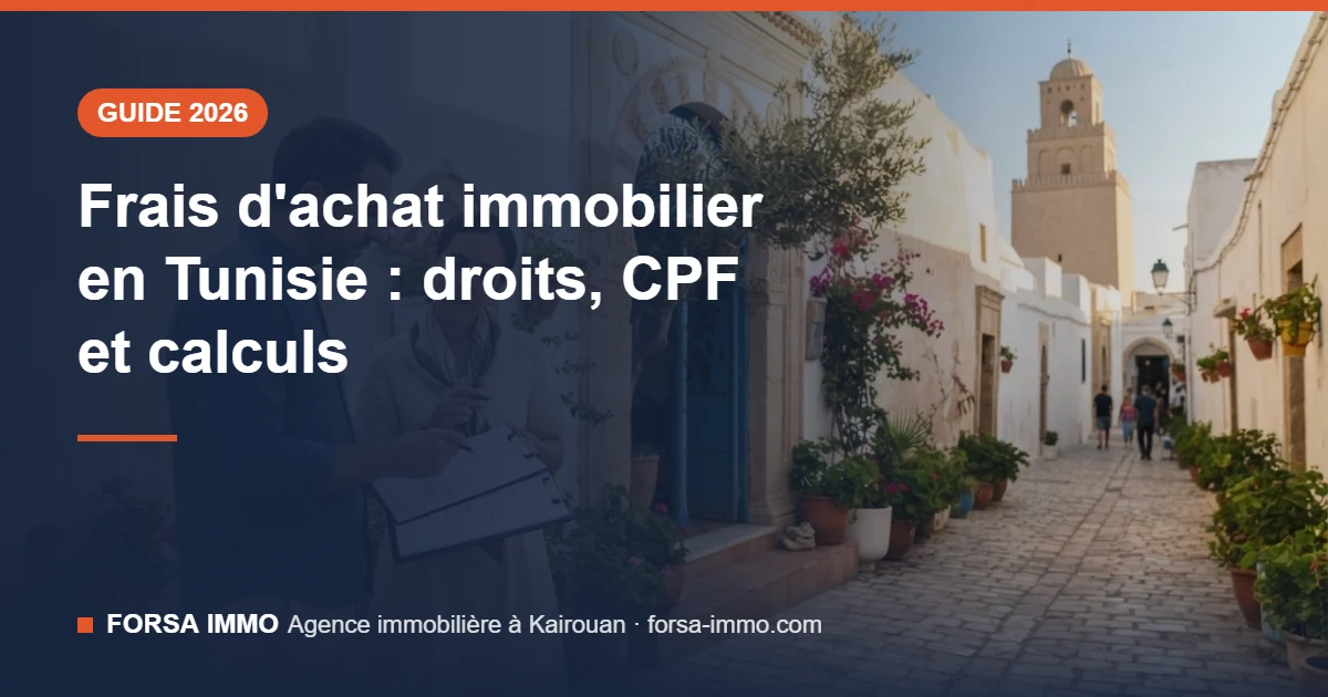 Frais d'achat immobilier en Tunisie en 2026 – Forsa Immo Kairouan